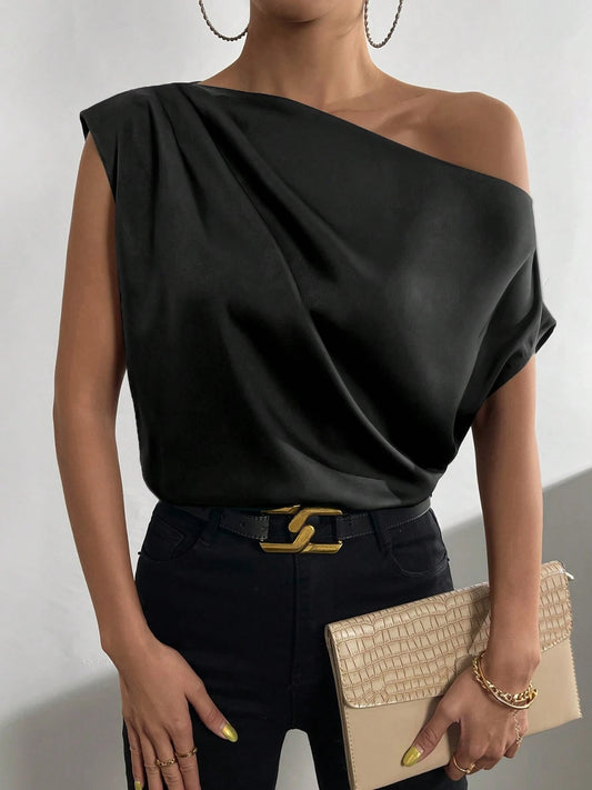 Kara Ruched Single Shoulder Blouse