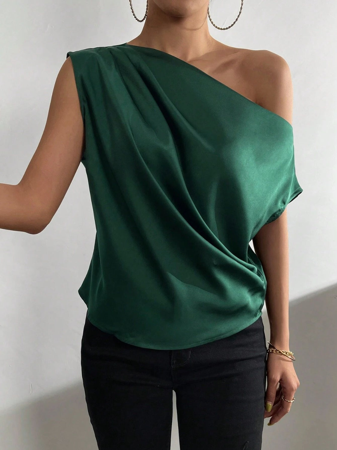 Kara Ruched Single Shoulder Blouse