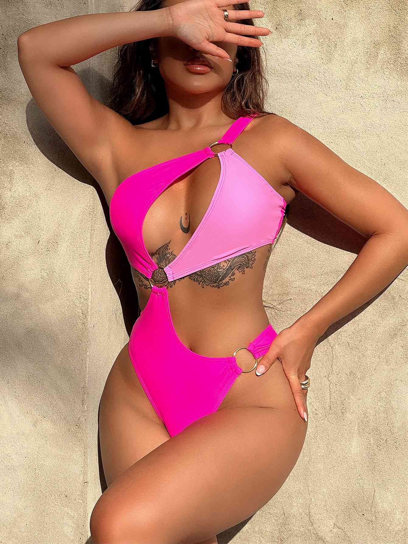 Roz One-Shoulder Cutout Ring Detail One-Piece Swimsuit