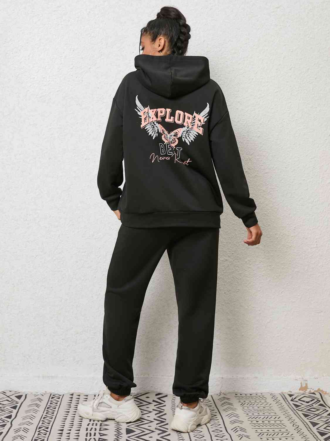 Graphic Hoodie and Sweatpants Set