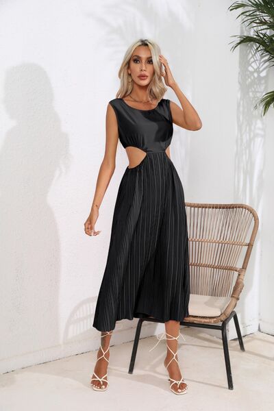 Darling Cutout Ruched Round Neck Tank Dress