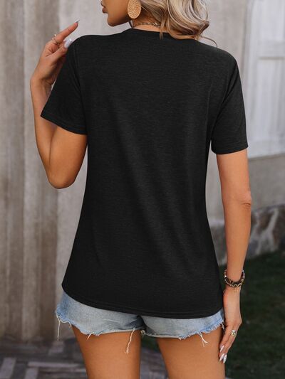 Heathered Round Neck Short Sleeve T-Shirt