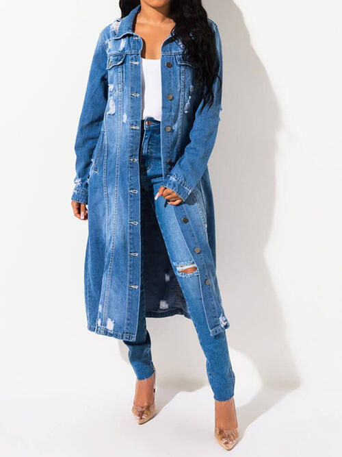 Skyy Long Sleeve Raw Hem Denim Jacket