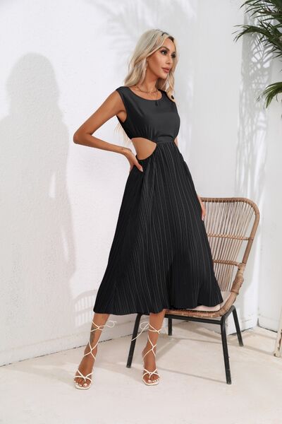 Darling Cutout Ruched Round Neck Tank Dress