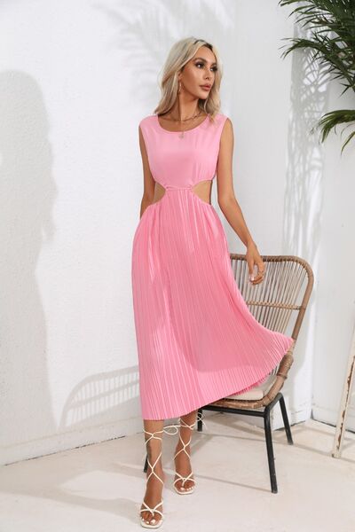 Darling Cutout Ruched Round Neck Tank Dress