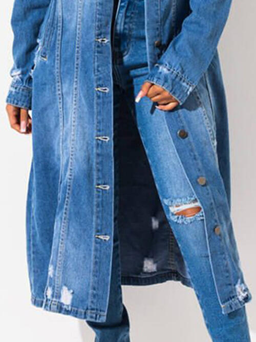 Skyy Long Sleeve Raw Hem Denim Jacket